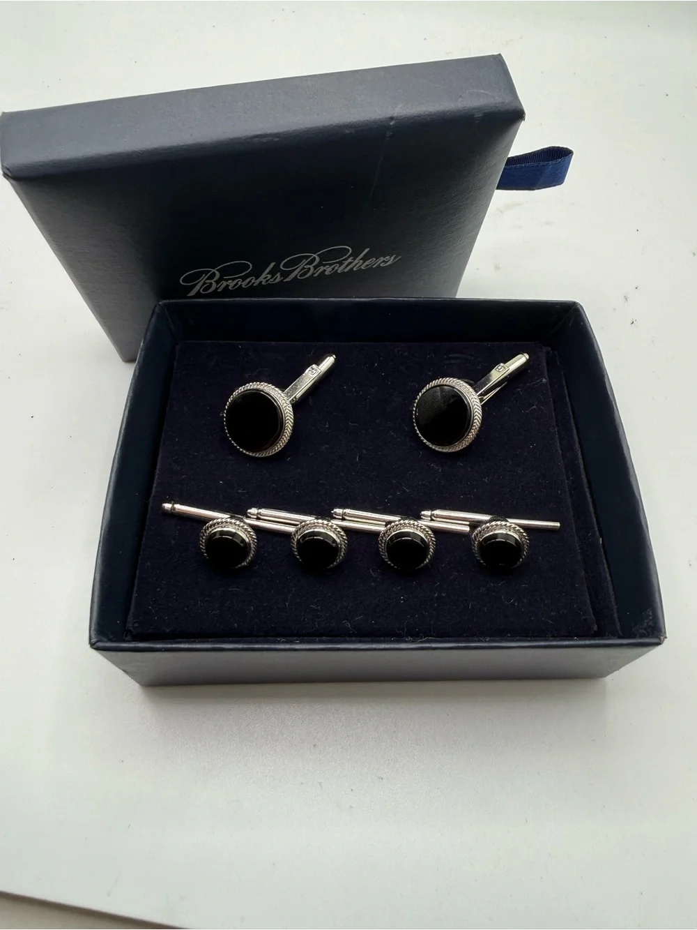 Brooks Brothers Sterling Onyx Cufflinks Studs